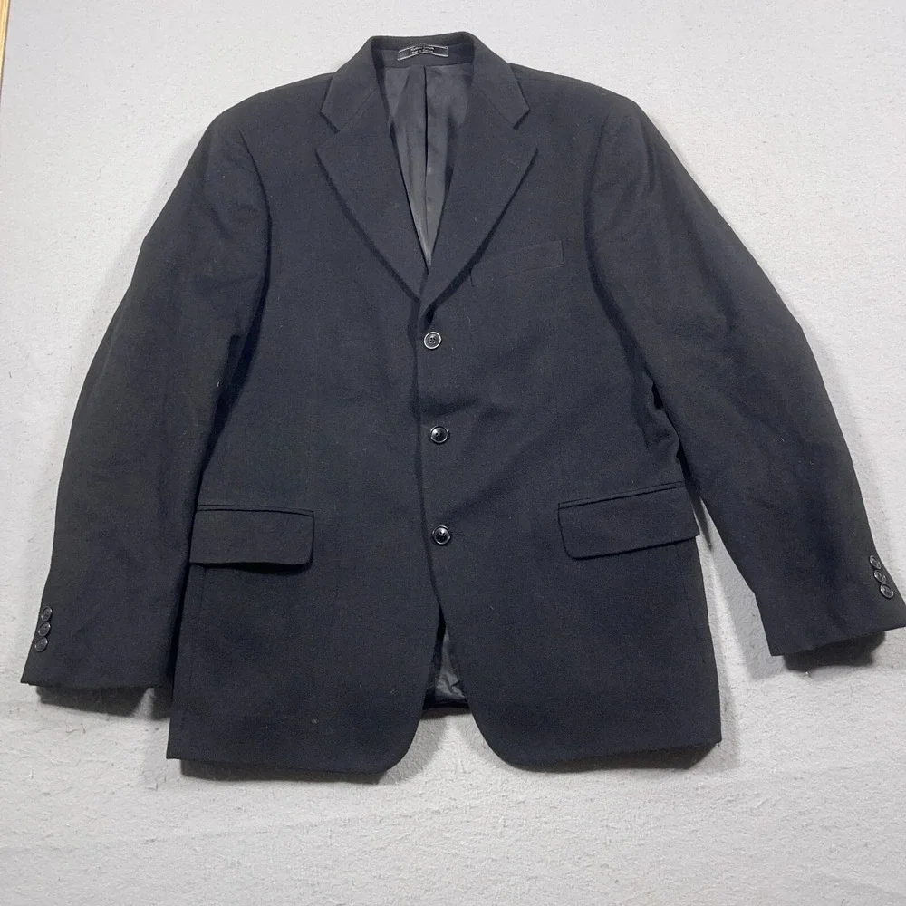 Cashmere Blazer Men 40‎ L-T Regular Fit Black Quiet Luxury Coat Old Money